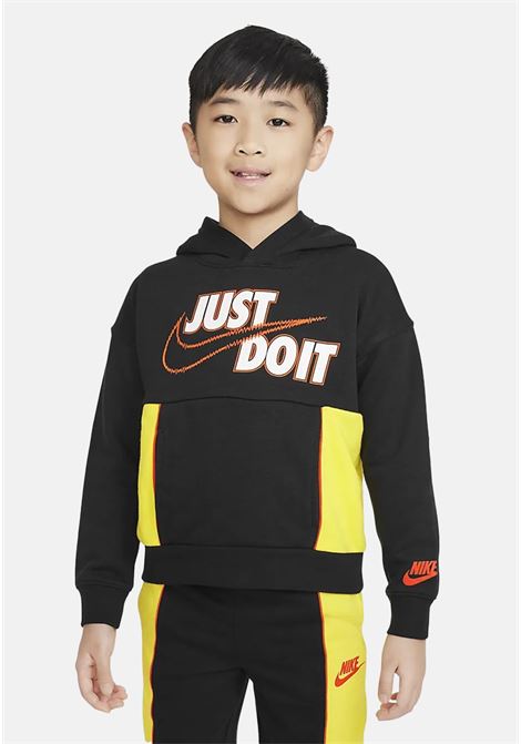 Black sweatshirt for boys and girls with hood and logo print NIKE | 86K508023