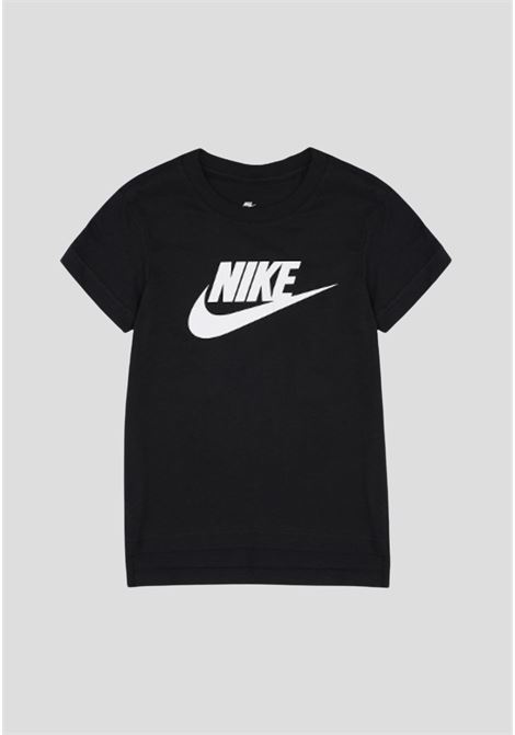 T-shirt sportiva nera per bambino e bambina con stampa logo NIKE | T-shirt | AR5088010