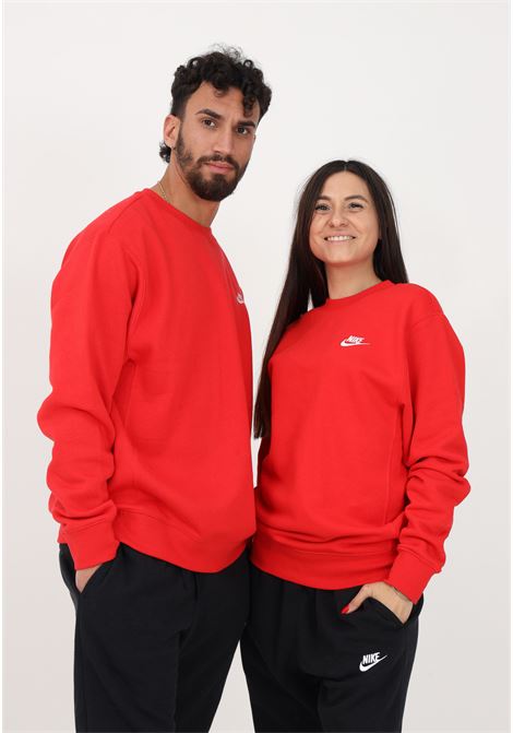 Red crewneck sweatshirt for men and women with logo embroidery NIKE | BV2662657