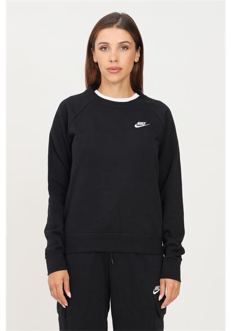 Black women's sweatshirt by nike crew neck model with small logo in contrast NIKE | BV4110010