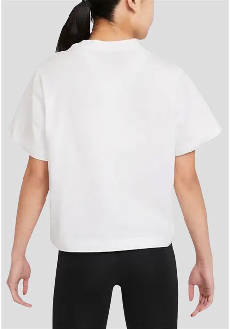 T-shirt sportiva bianca da bambina con ricamo Swoosh NIKE | T-shirt | DH5750100