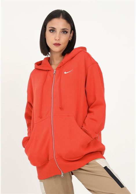 Women's orange zip sweatshirt with embroidered logo NIKE | DQ5758861