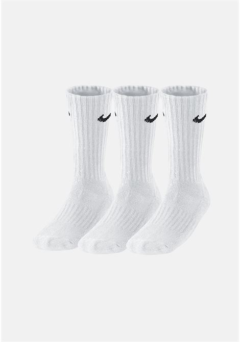 Set da tre paia di calzini bianchi per uomo e donna con swoosh NIKE | Calzini | SX4508101