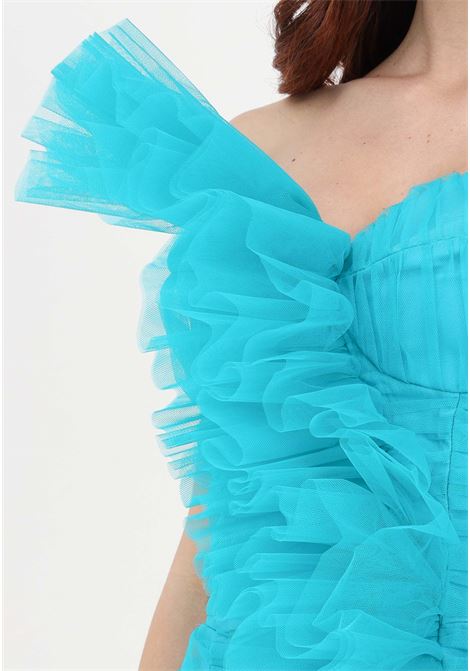 Turquoise short dress for women in tulle ODI ET AMO | A043X1TURCHESE