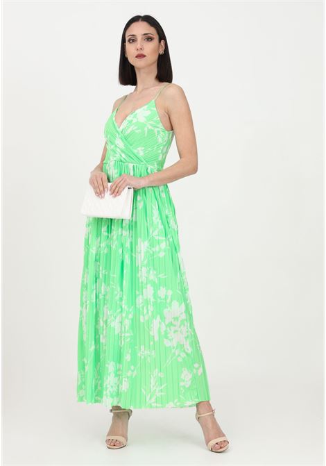 Green long dress for women with pleated pattern and contrasting print ONLY | Dress | 15207351SUMMER GREEN