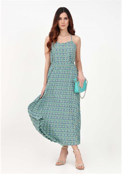 Long green pleated skirt for women with all-over pattern ONLY | Skirt | 15222539ALGIERS BLUE