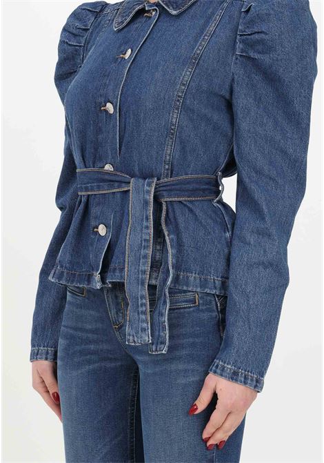 Women's dark denim casual shirt with belt ONLY | Shirt | 15235675MEDIUM BLUE DENIM