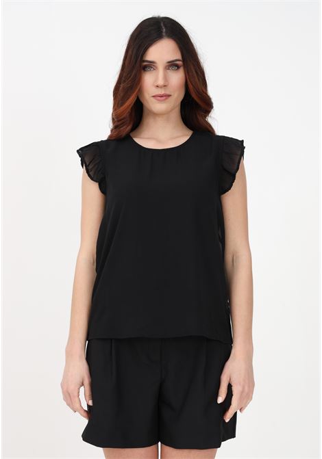 Women's black blouse with ruffles ONLY | Blouse | 15251507BLACK