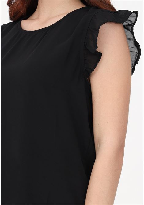 Women's black blouse with ruffles ONLY | Blouse | 15251507BLACK