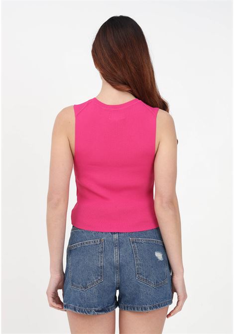 Casual fuchsia top for women with ribbed knit ONLY | Top | 15255533VERY BERRY