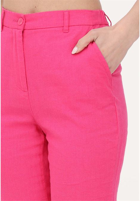 Elegant fuchsia linen trousers for women ONLY | Pants | 15278713PINK YARROW