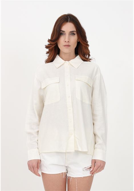 Camicia casual in lino bianca da donna ONLY | Camicie | 15278795CLOUD DANCER