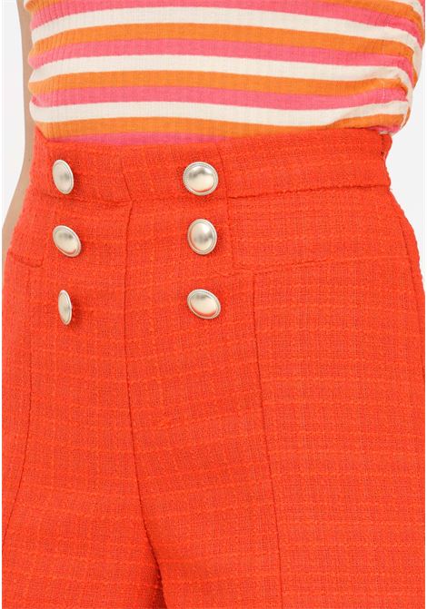Women's orange casual shorts with double button line ONLY | Shorts | 15279596CHERRY TOMATO