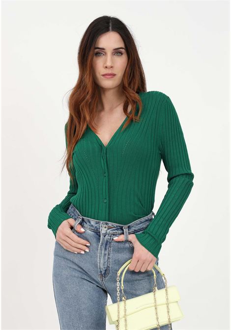 Green ribbed cardigan for women  ONLY | Cardigan | 15280057GREEN JACKET