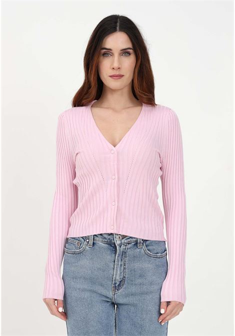 Cardigan rosa da donna a costine doppie ONLY | Cardigan | 15280057PINK TULLE