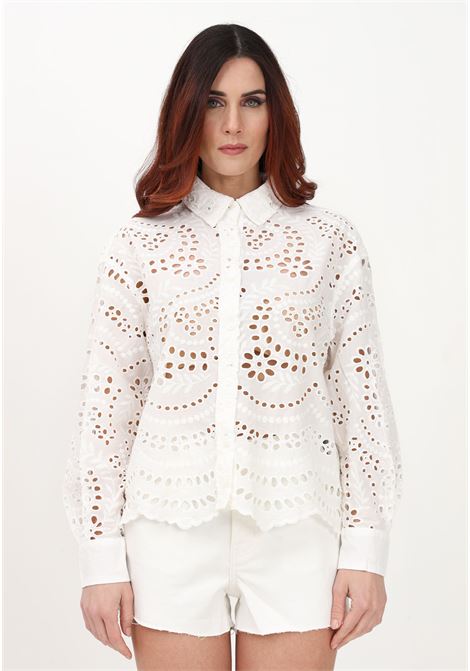 Women's white casual shirt with openwork pattern ONLY | Shirt | 15283368BRIGHT WHITE