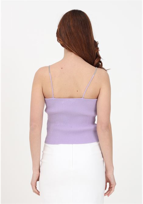 Women's lilac casual top with straps embellished with rhinestones ONLY | Top | 15287275PURPLE ROSE
