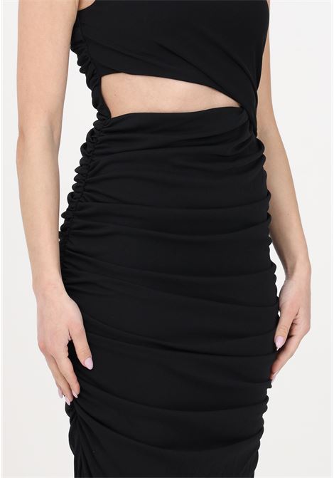 Women's black midi dress with side cut-out detail and drapes ONLY | 15289462BLACK