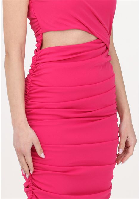Women's fuchsia midi dress with side cut-out detail and drapes ONLY | Dress | 15289462FUCHSIA PURPLE