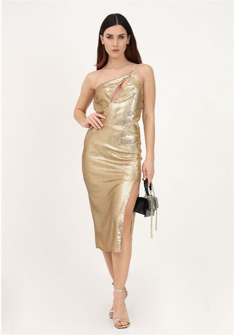 Gold one shoulder midi dress for women PATRIZIA PEPE | Dress | 2A2501/A251FD63