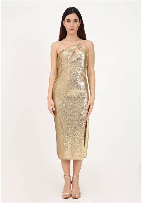 Gold one shoulder midi dress for women PATRIZIA PEPE | Dress | 2A2501/A251FD63