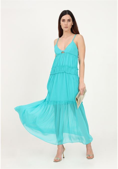 Long water green dress for women in creponne PATRIZIA PEPE | Dress | 2A2515/A061G550