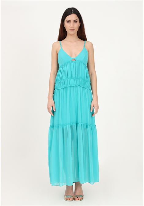 Long water green dress for women in creponne PATRIZIA PEPE | Dress | 2A2515/A061G550