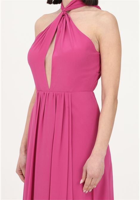 Long fuchsia dress for women with knotted neckline and cut-out detail on the back PATRIZIA PEPE | Dress | 2A2522/A156M447