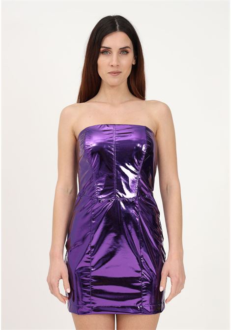 Purple short dress for women with bustier cut in laminated fabric PATRIZIA PEPE | Dress | 2A2588/J130M547