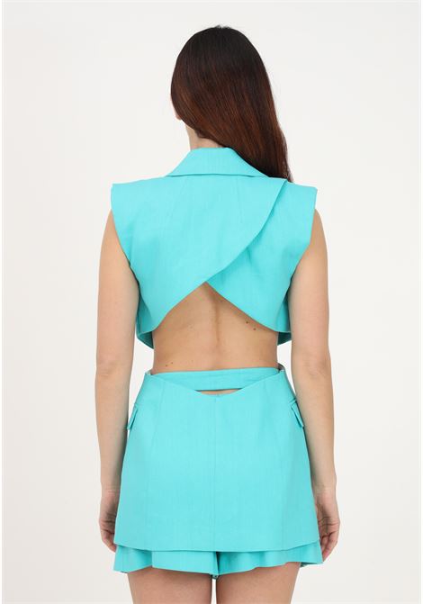 Women's teal vest with cut-out details PATRIZIA PEPE | Gilet | 2S1451/A268G550