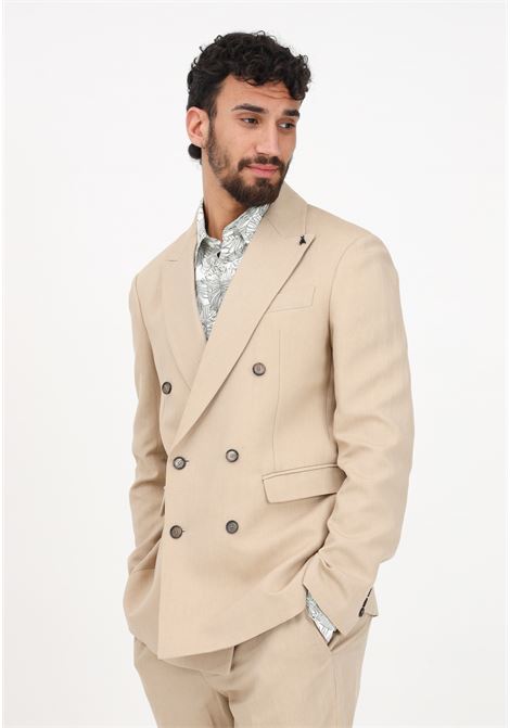 Elegant beige double-breasted jacket for men PATRIZIA PEPE | Blazer | 5S0744/A052B762