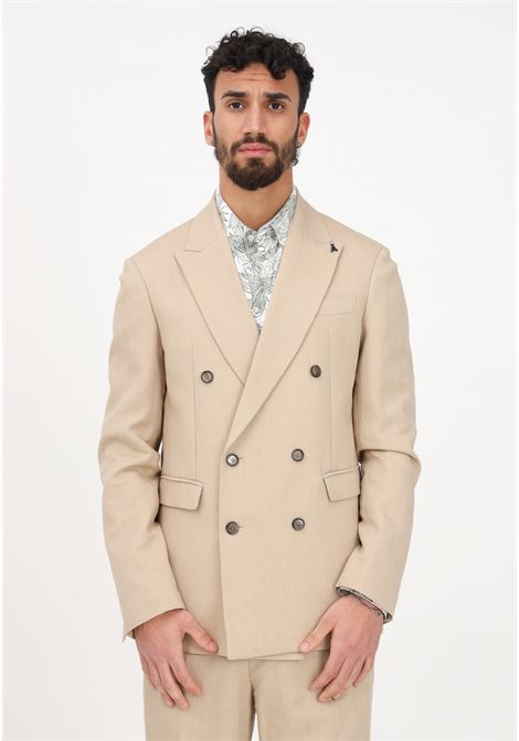 Elegant beige double-breasted jacket for men PATRIZIA PEPE | Blazer | 5S0744/A052B762
