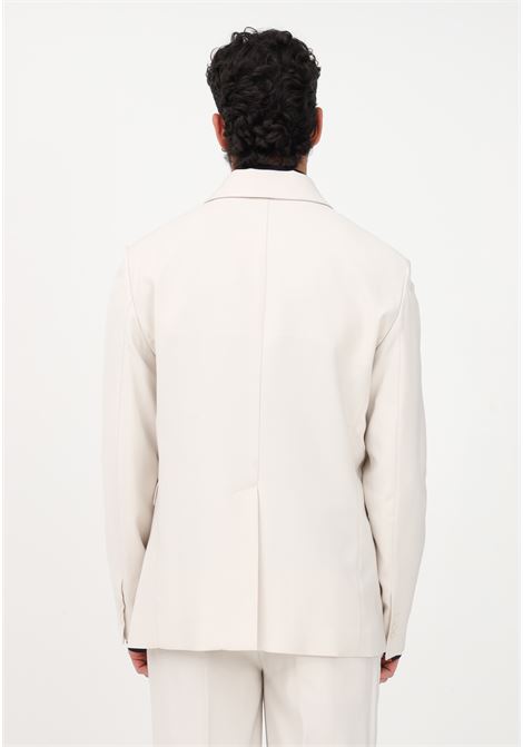 Elegant beige double-breasted jacket for men PATRIZIA PEPE | Blazer | 5S0744/A087W337