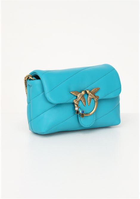 Women's light blue shoulder bag with Love birds Diamond Cut logo PINKO | Bag | 100040-A0H3U25Q