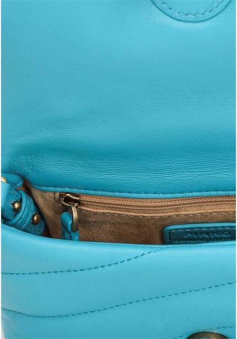 Women's light blue shoulder bag with Love birds Diamond Cut logo PINKO | Bag | 100040-A0H3U25Q