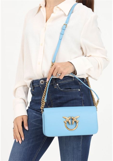 Light blue shoulder bag for women, Mini Love Bag Click Baguette model PINKO | Bag | 100068-A0F1E42Q