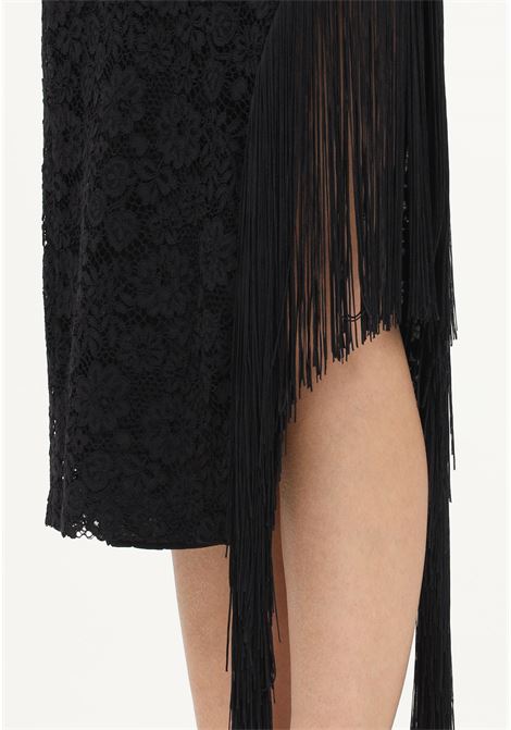 Women's black midi dress with lace and fringes PINKO | 100093-A0GVZ99