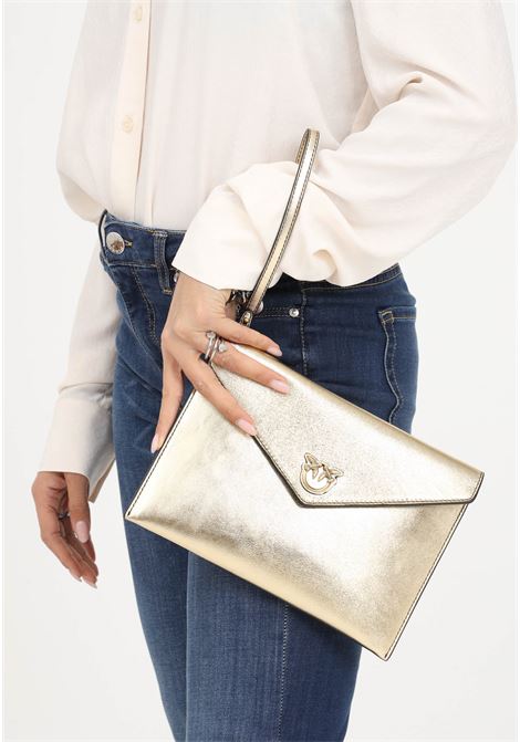 Gold clutch bag for women, postman model with Love Birds Diamond Cut logo PINKO | Bag | 100191-A0F8ZZLQ