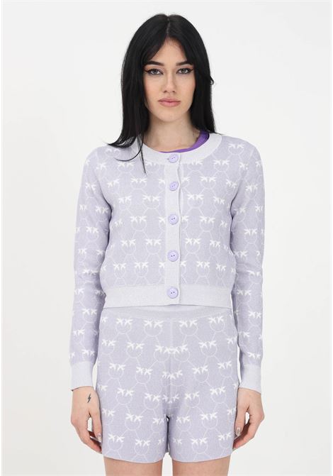 Purple cardigan for women with all over Love Birds logo PINKO | Cardigan | 100214-A0ITJZ1