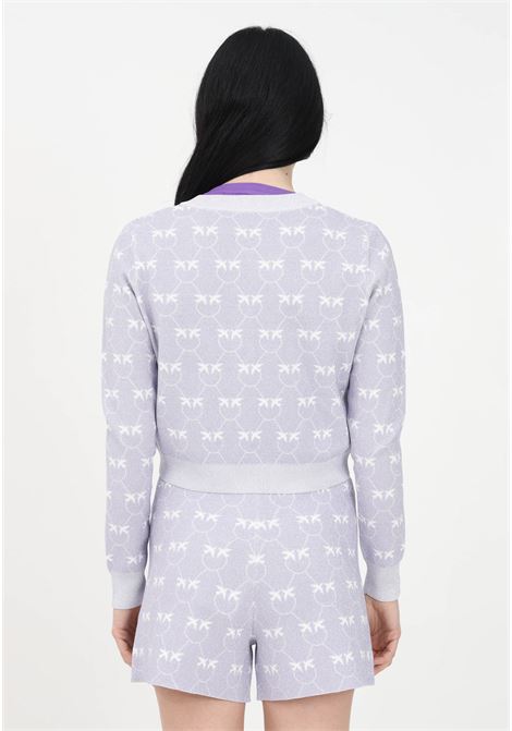 Purple cardigan for women with all over Love Birds logo PINKO | Cardigan | 100214-A0ITJZ1