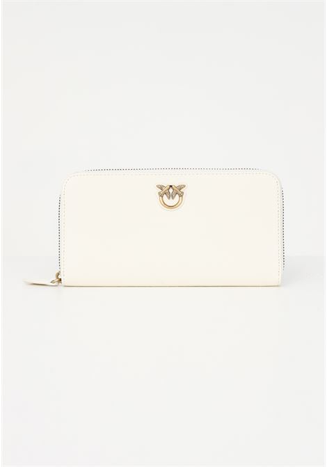 White women's wallet with Love Birds mini logo PINKO | Wallet | 100250-A0F1Z14Q