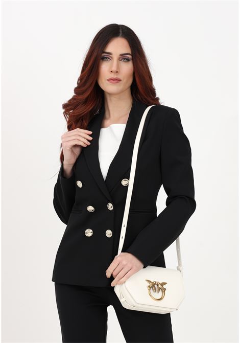 Women's black double-breasted jacket with logoed buttons PINKO | Blazer | 100256-A0IGZ99