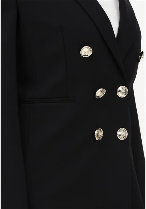 Women's black double-breasted jacket with logoed buttons PINKO | Blazer | 100256-A0IGZ99