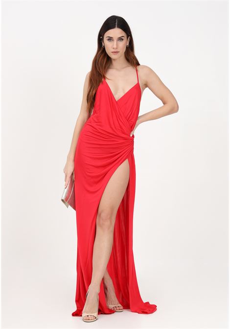 Women?s Long Red Dress in Shiny Satin PINKO | Dress | 100321-A0MDR58