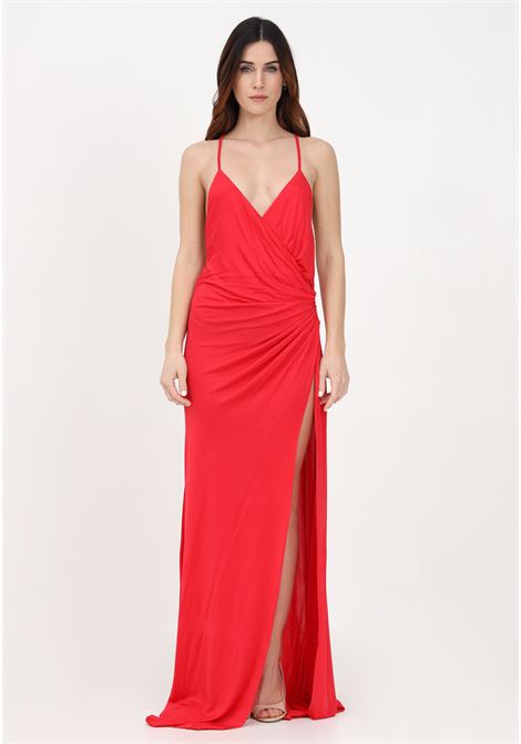 Women?s Long Red Dress in Shiny Satin PINKO | Dress | 100321-A0MDR58