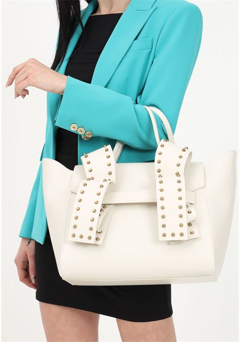 Women's beige shopper with studded ribbon effect PINKO | Bag | 100382-A0QQZ14Q