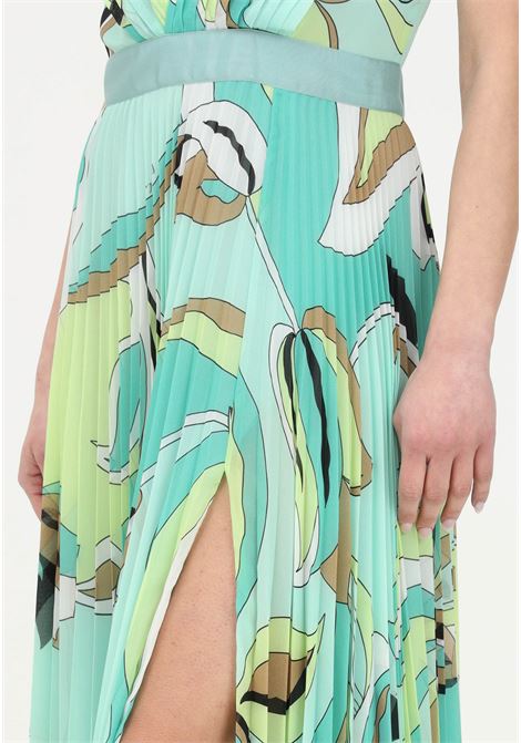 Long water green dress for women with all over print and pleated pattern PINKO | Dress | 100403-A0H7SC3