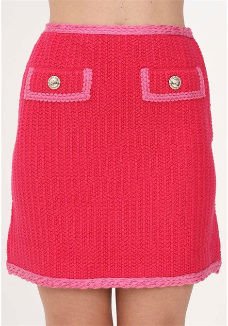 Short fuxia skirt for women with flap and logoed buttons  PINKO | Skirt | 100505-A0LXP87