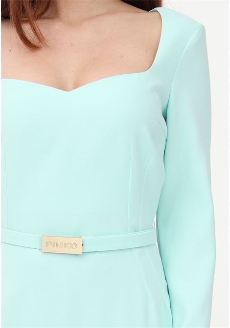 Mint green midi dress for women with logoed belt PINKO | Dress | 100559-7624E18