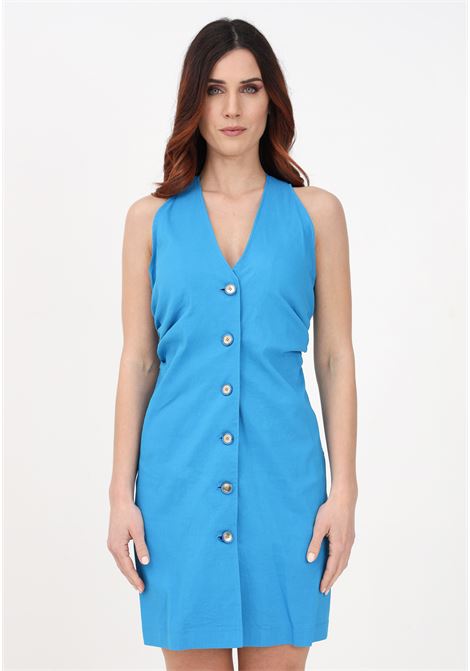 Light blue short dress for women with front buttons PINKO | 100704-A0IMF71